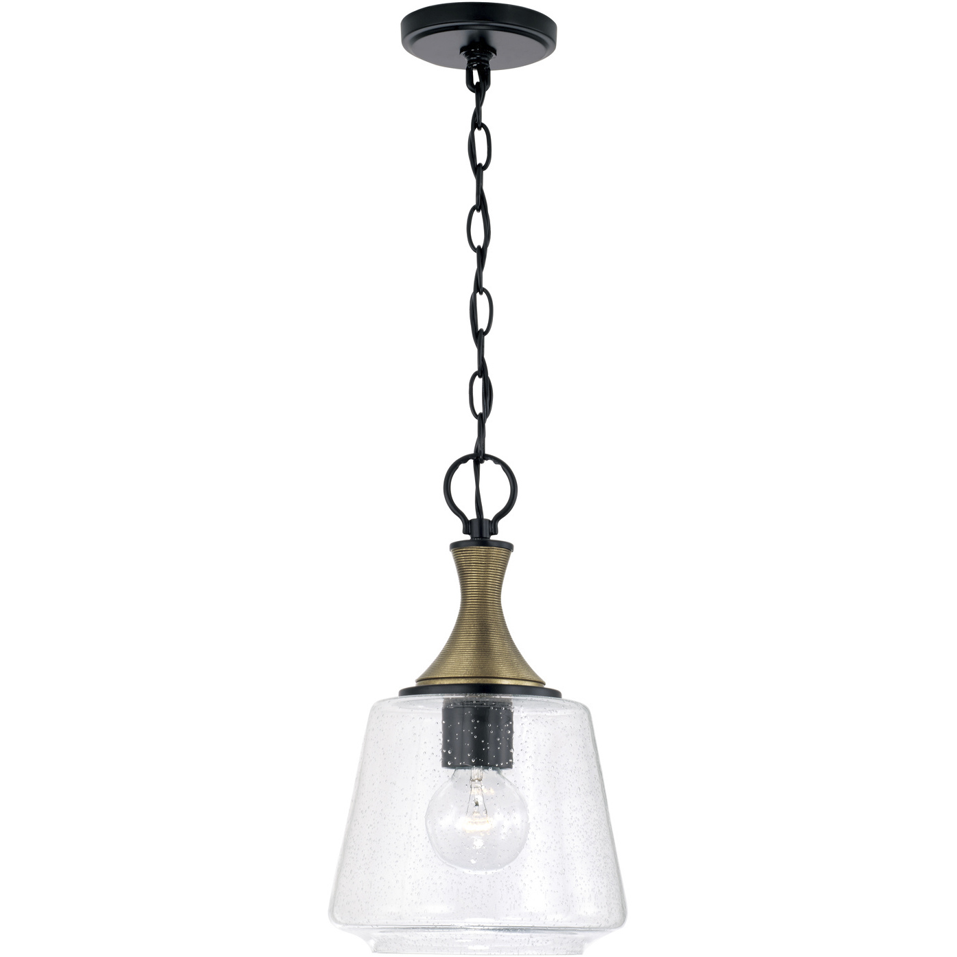Amara 1 Light 9 inch Matte Black with Brass Pendant Ceiling Light