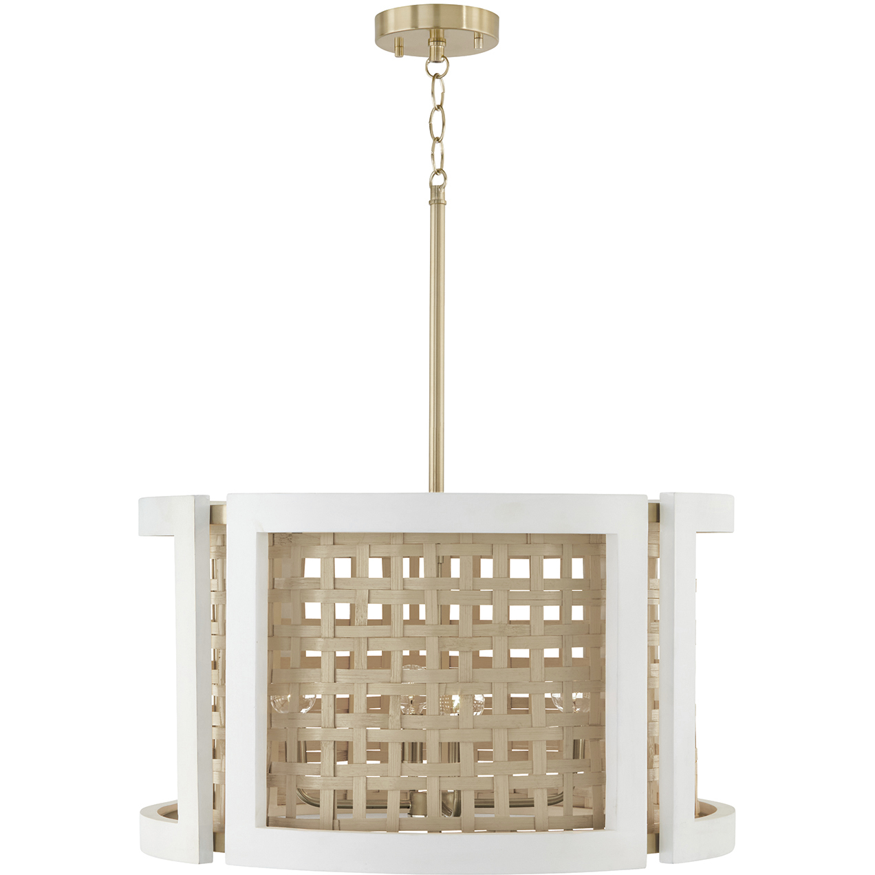 Lola 4 Light 24 inch Flat White and Matte Brass Pendant Ceiling Light