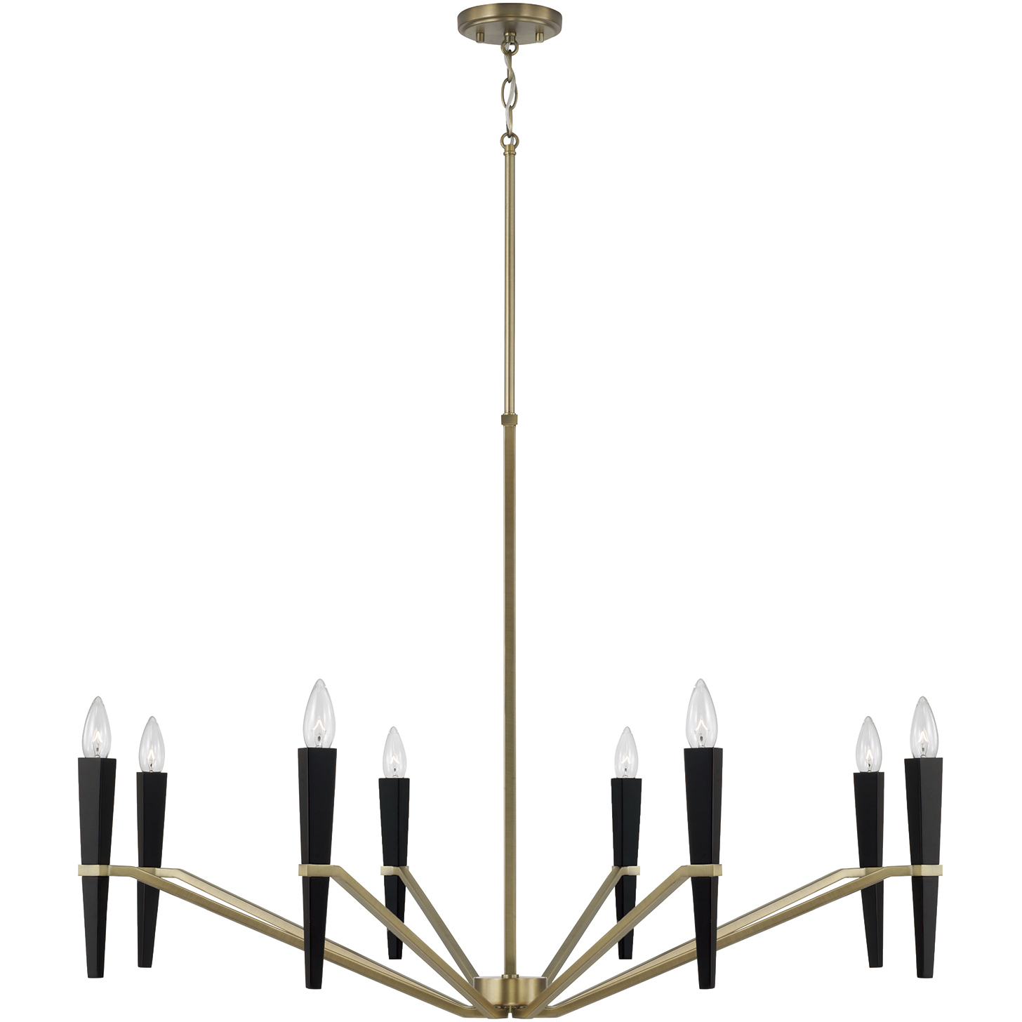 Enzo 8 Light 40 inch Aged Brass and Black Chandelier Ceiling Light