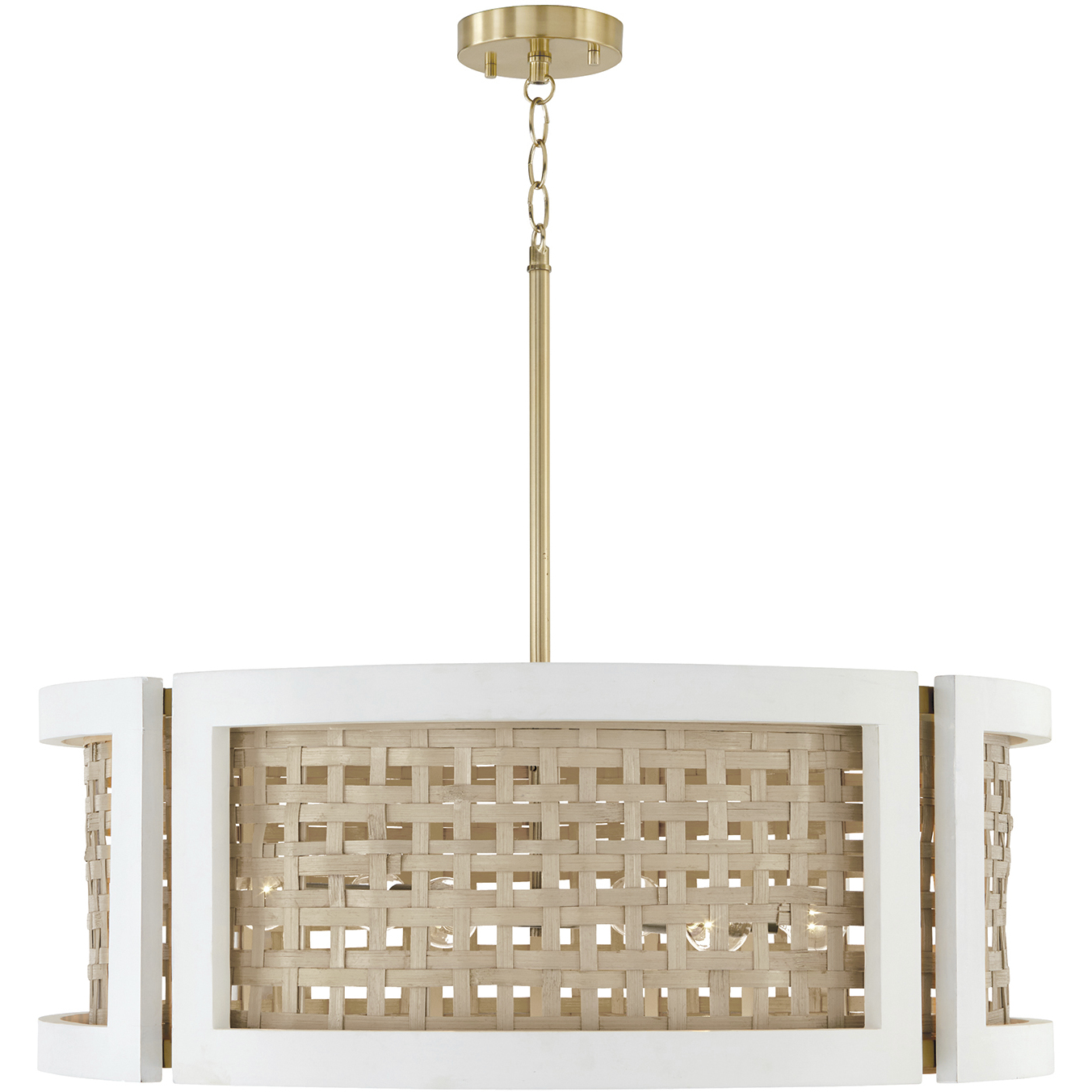 Lola 6 Light 30 inch Flat White and Matte Brass Chandelier Ceiling Light