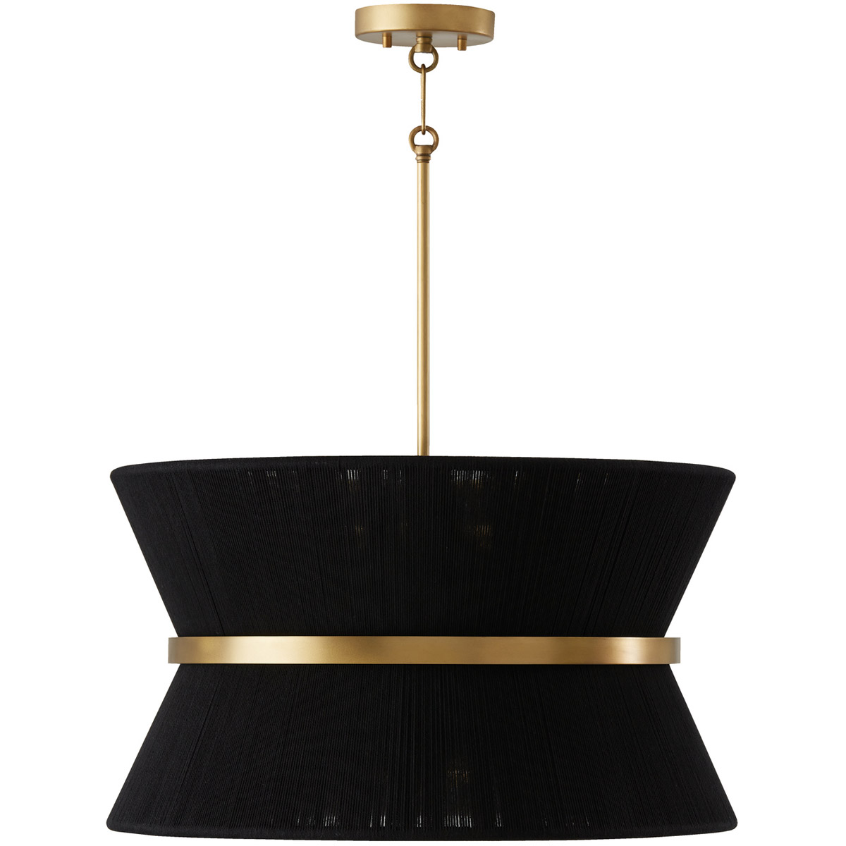 Cecilia 8 Light 24.25 inch Black Rope and Patinaed Brass Pendant Ceiling Light